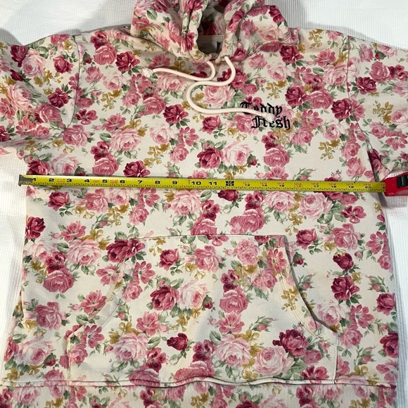 Teddy Fresh 100% cotton floral hoodie with embroidered logo, unisex size small. - Picture 5 of 9